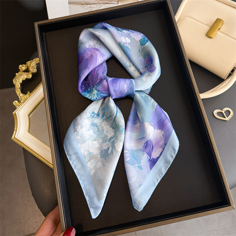 Scarf Silk Square - Foulard carré en soie imprimé Floral