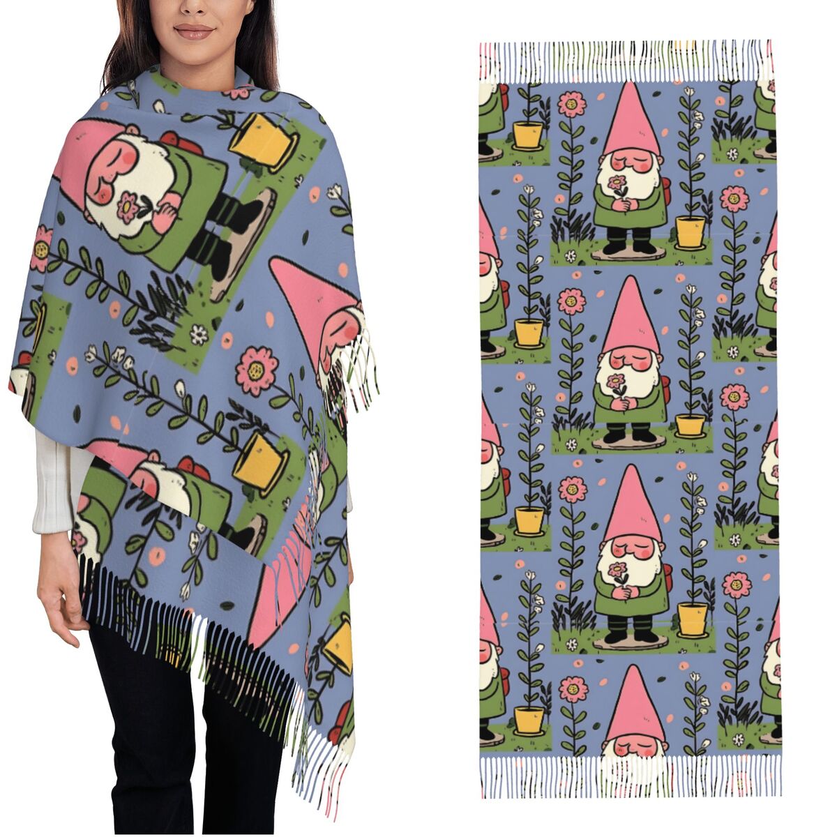 Pashmina Wrap Large - Châles Gnome de jardin mythique pour