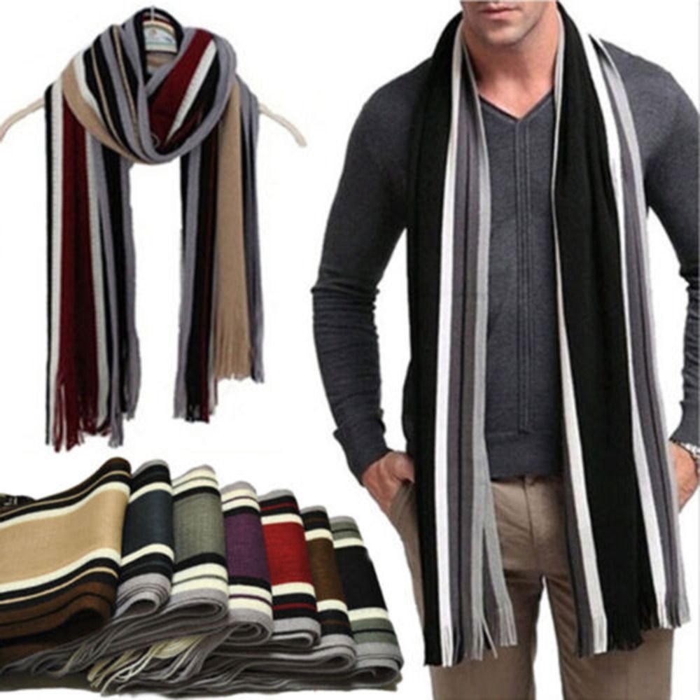 Cachemire hommes rayé écharpe  - Muffler Men Wool avis et prix