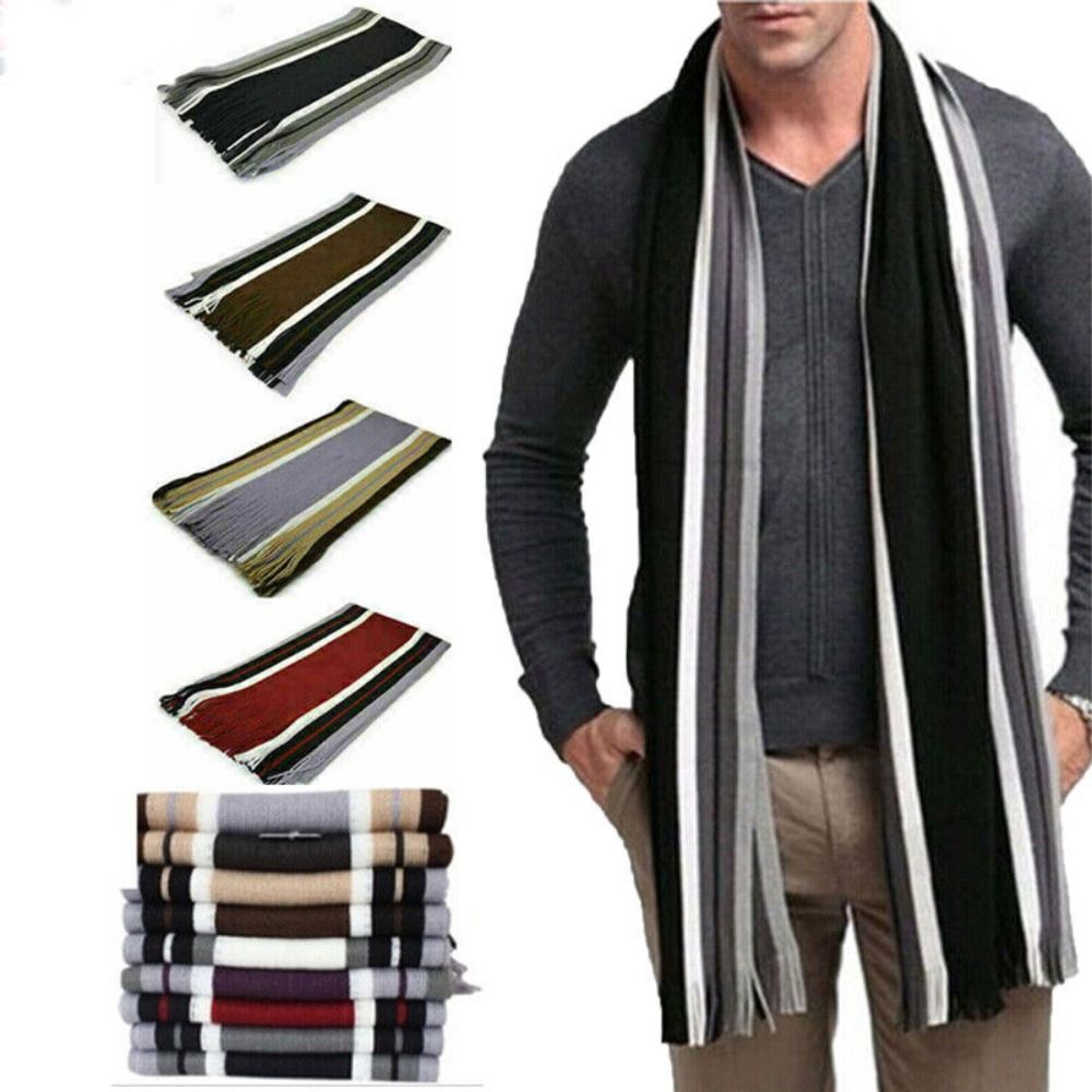Cachemire hommes rayé écharpe  - Muffler Men Wool avis et prix