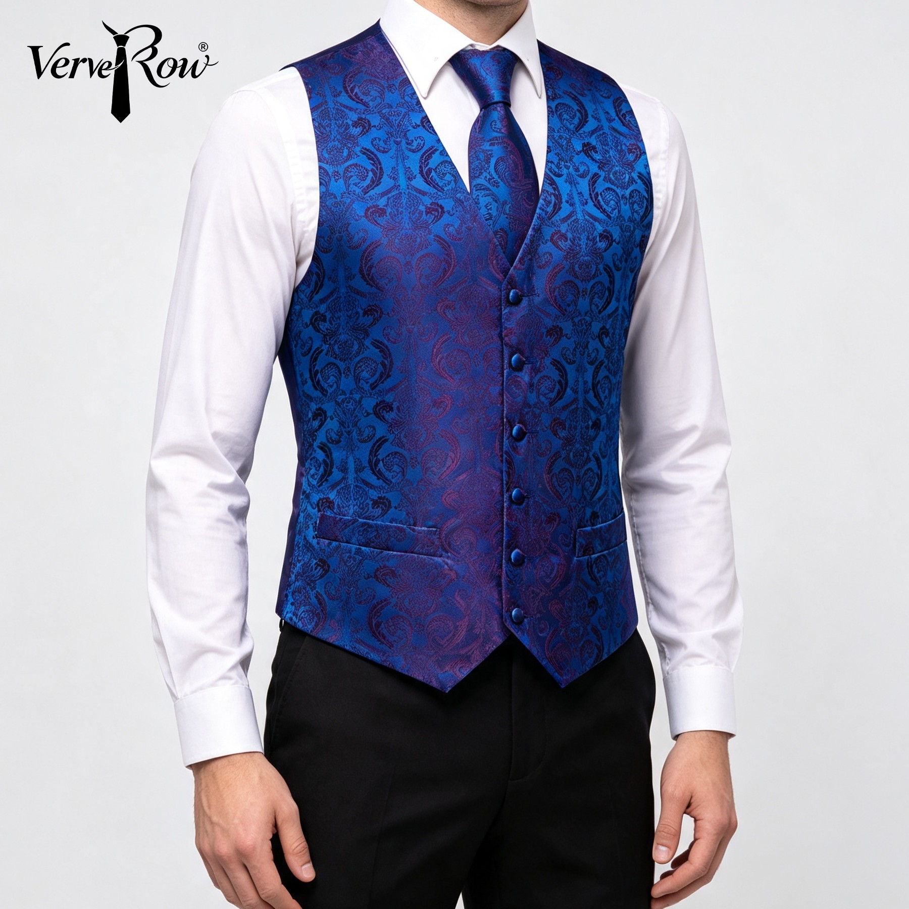 Ensemble 3 pièces bleu jacquar - Pocket Square Set avis et prix